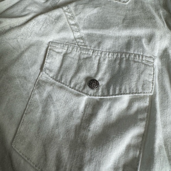 Silver Jeans White Denim Shirt with Silver Metallic Distressing - Picture 2 of 7